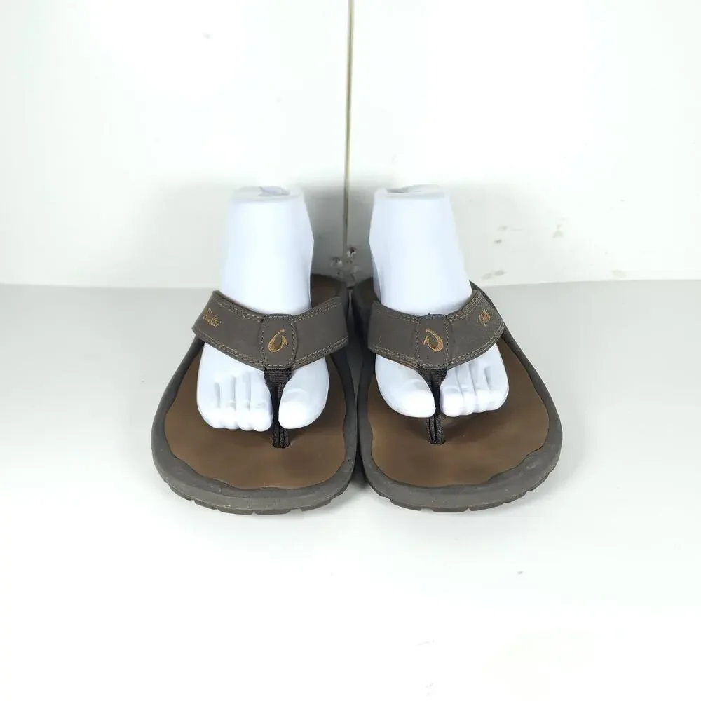 Olukai Men's Ohana US9 Brown Slip On Flat Thong Sandals